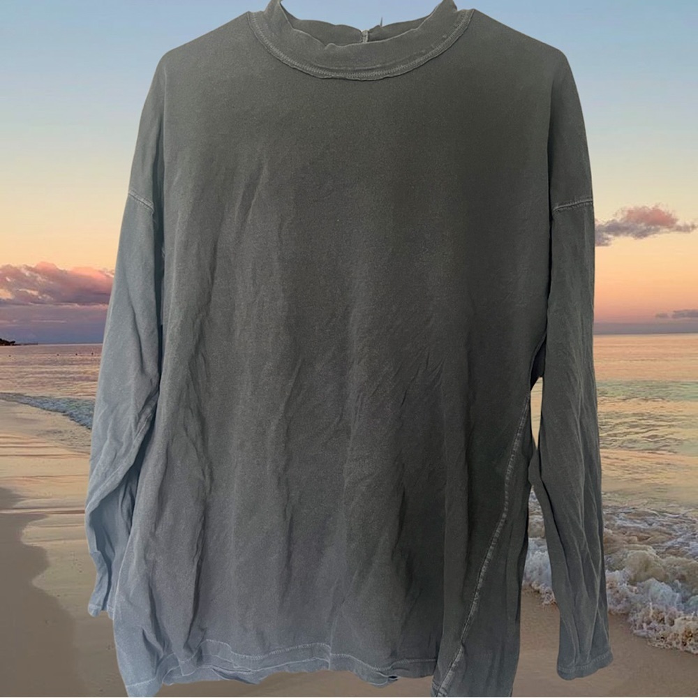 We the free long sleeve distressed thread look style grey shirt top bohemian